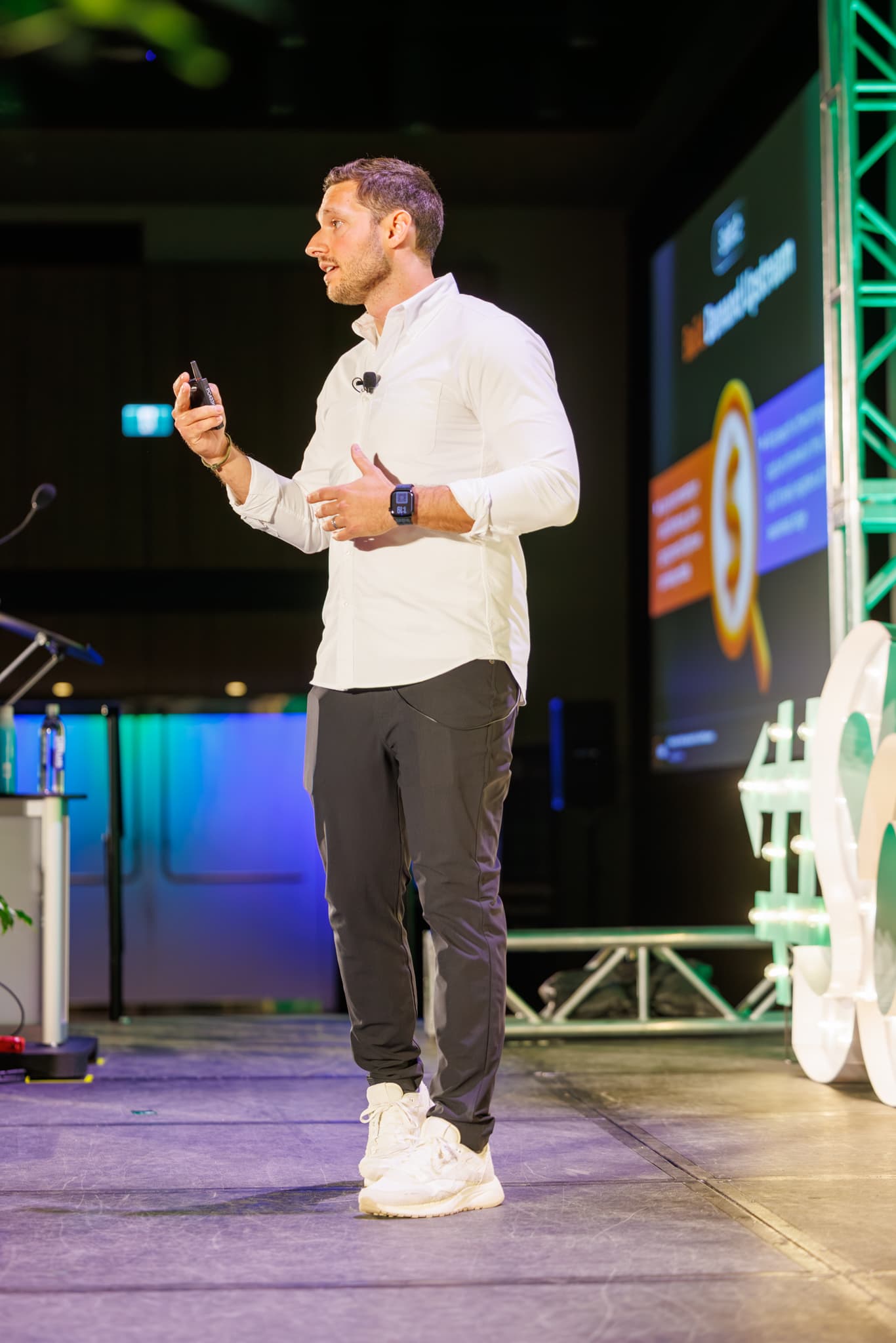 David Zagury speaking on stage at SocialWest 2026